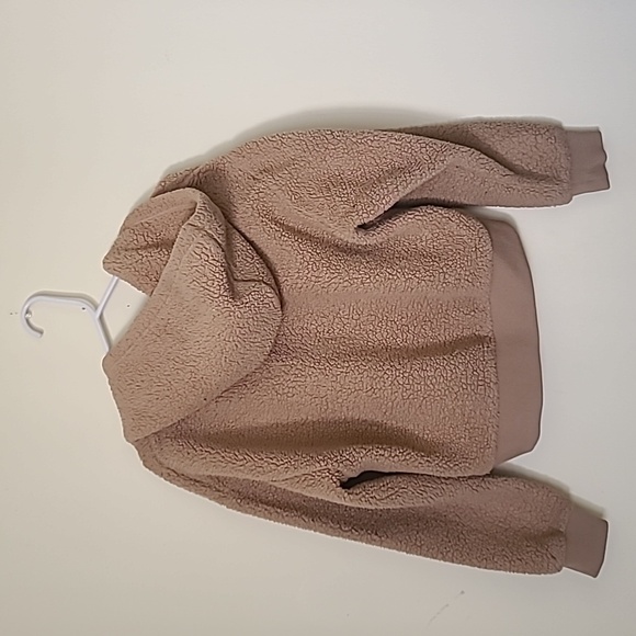 BLANK NYC Faux Sherpa Shearling 1/4 Zip Hoodie Teddy Tan Size S - Picture 4 of 10